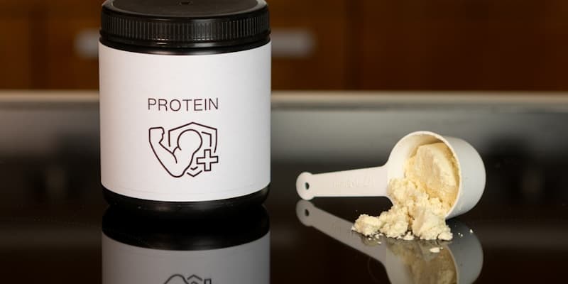 Protein powder with scoop